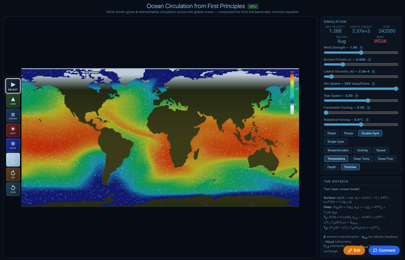 SimAMOC full interface with controls and diagnostics